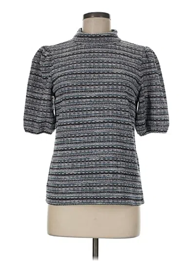Pre-owned Ann Taylor Factory Short Sleeve Top Gray Mock Neckline Tops
