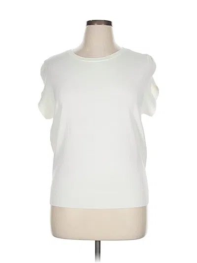 Pre-owned Ann Taylor Factory Short Sleeve Top Ivory Crew Neck Tops In White