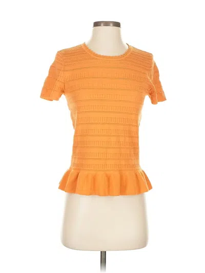 Pre-owned Ann Taylor Factory Short Sleeve Top Orange Square Neckline Tops