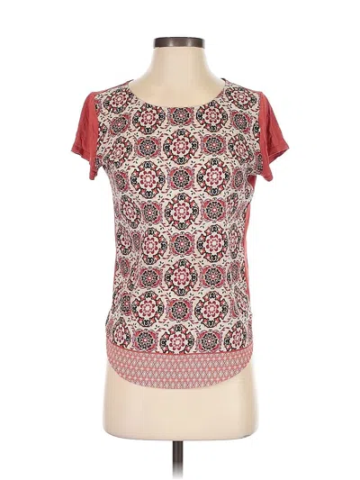 Pre-owned Ann Taylor Factory Short Sleeve Top Red Square Neckline Tops