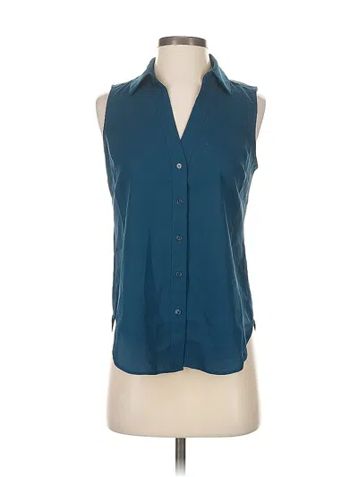 Pre-owned Ann Taylor Factory Sleeveless Blouse In Blue