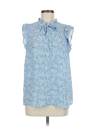 Pre-owned Ann Taylor Factory Sleeveless Blouse In Blue