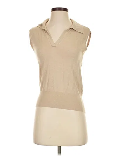 Pre-owned Ann Taylor Factory Sleeveless Blouse In Tan