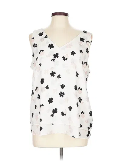 Pre-owned Ann Taylor Factory Sleeveless Blouse In White