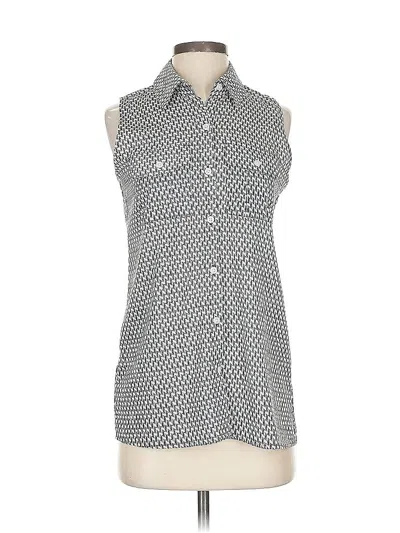 Pre-owned Ann Taylor Factory Sleeveless Button Down Shirt In Gray