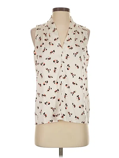 Pre-owned Ann Taylor Factory Sleeveless Button Down Shirt In White