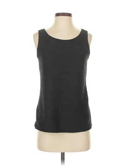 Pre-owned Ann Taylor Factory Sleeveless Top Black Stripes Pattern Scoop Neck Tops