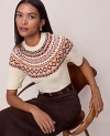 Ann Taylor Fair Isle Cable Sweater Tee In White