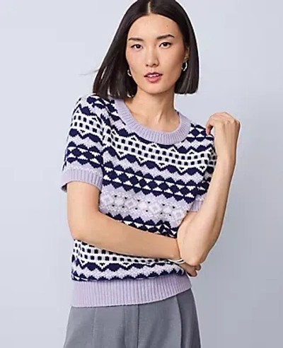 Ann Taylor Fair Isle Sweater Tee In Gray
