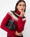 Ann Taylor Fair Isle Turtleneck Sweater In Gingham Red