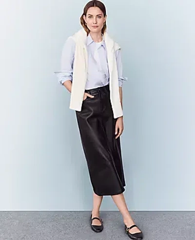 Ann Taylor Faux Leather Column Midi Skirt In Black