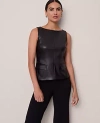 Ann Taylor Faux Leather Shell Top In Black