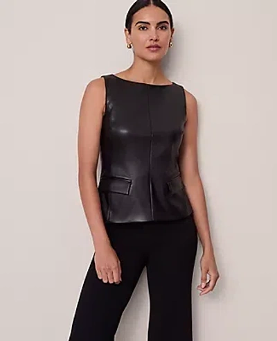 Ann Taylor Faux Leather Shell Top In Black