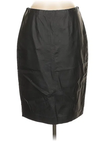Pre-owned Ann Taylor Faux Leather Skirt In Black