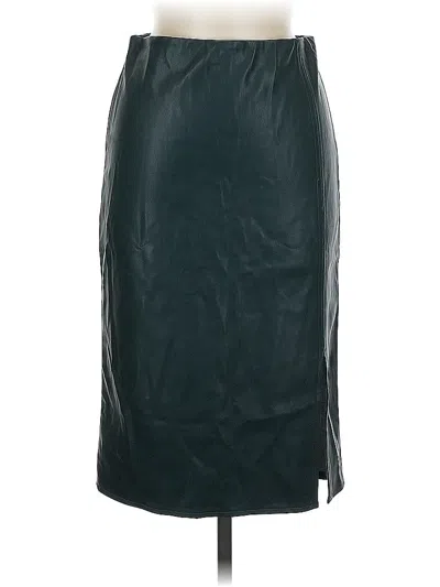 Pre-owned Ann Taylor Faux Leather Skirt In Black