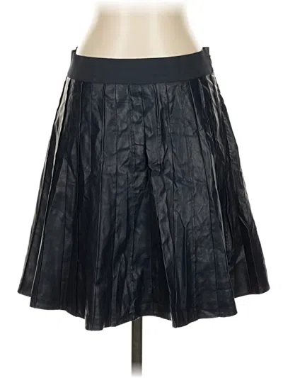 Pre-owned Ann Taylor Faux Leather Skirt In Black