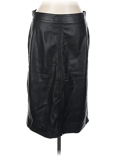 Pre-owned Ann Taylor Faux Leather Skirt In Black