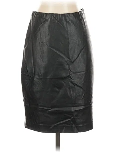 Pre-owned Ann Taylor Faux Leather Skirt In Black