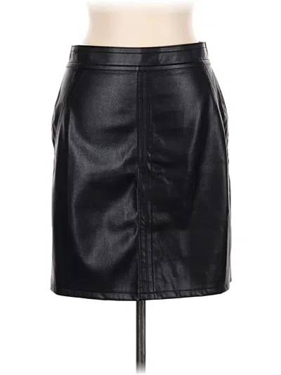 Pre-owned Ann Taylor Faux Leather Skirt In Black