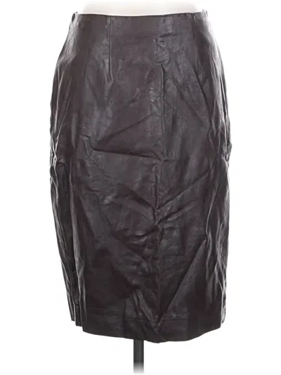 Pre-owned Ann Taylor Faux Leather Skirt In Black