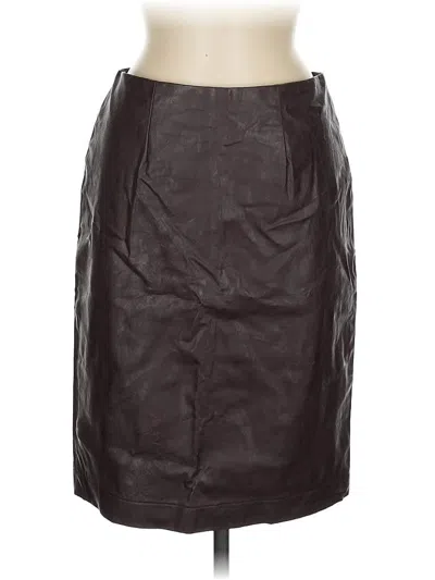 Pre-owned Ann Taylor Faux Leather Skirt In Brown