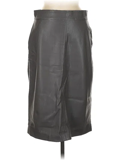 Pre-owned Ann Taylor Faux Leather Skirt In Gray