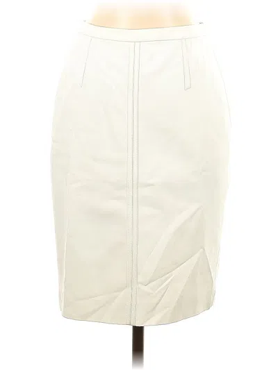 Pre-owned Ann Taylor Faux Leather Skirt In White