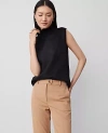 Ann Taylor Faux Suede Mixed Media Turtleneck Sweater In Black