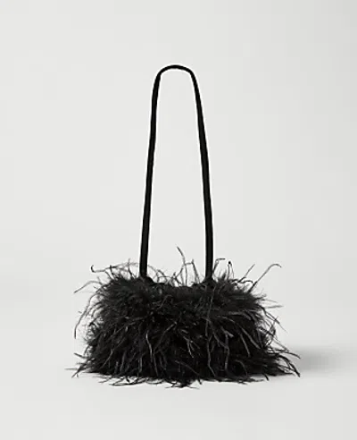 Ann Taylor Feather Clutch In Black