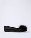 Ann Taylor Feather Embellished Satin Flat In Black