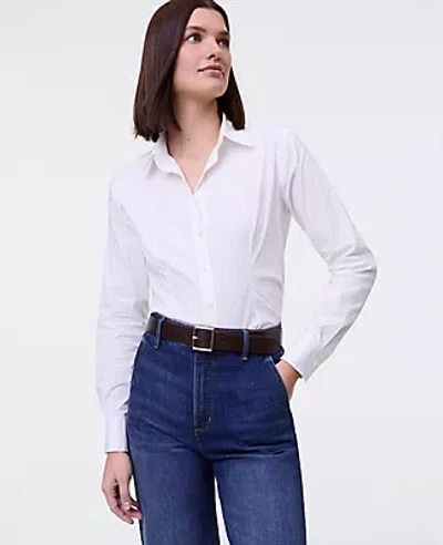 Ann Taylor Fitted Button Down Shirt In White
