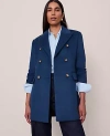 Ann Taylor Fitted Long Double Breasted Coat In Gray