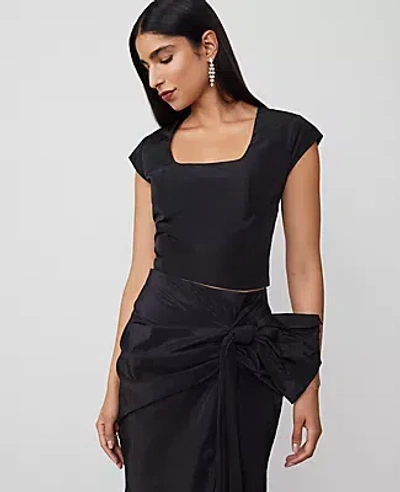 Ann Taylor Fitted Square-neck Top In Black