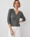 Ann Taylor Fitted V-neck Cardigan In Dried Cilantro