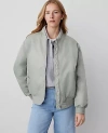 Ann Taylor Flannel Bomber Jacket In Silver Sage