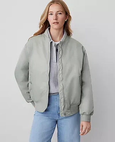 Ann Taylor Flannel Bomber Jacket In Silver Sage