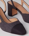 Ann Taylor Flannel Cap Toe Block Heel Slingback Pumps In Heathered Onyx