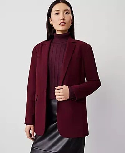 Ann Taylor Flannel Heather Notch Collar Blazer In Mauve Rose