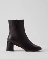 Ann Taylor Flare Heel Leather Bootie In Black