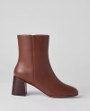 Ann Taylor Flare Heel Leather Bootie In Pebble Brown
