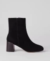 Ann Taylor Flare Heel Suede Bootie In Black