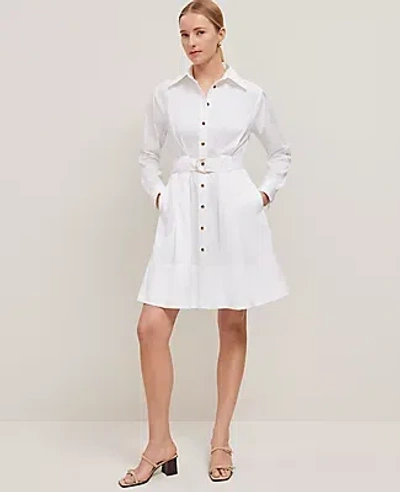 Ann Taylor Flare Pocket Shirtdress In White