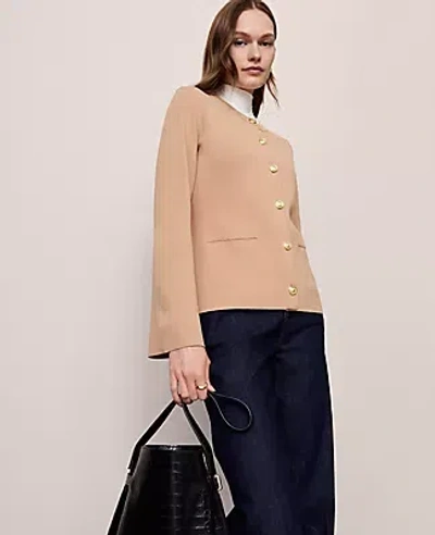 Ann Taylor Flare Sleeve Cardigan In Brown