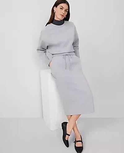 Ann Taylor Fleece Midi Skirt In Grey Cloud Heather