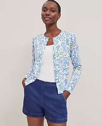 Ann Taylor Floral Ann Cardigan In White