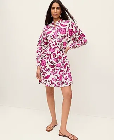 Ann Taylor Floral Belted Shift Dress In Multi