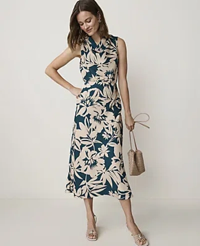Ann Taylor Floral Bias Midi Slip Skirt