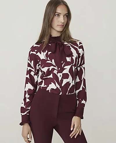 Ann Taylor Floral Bow Blouse In Purest Plum