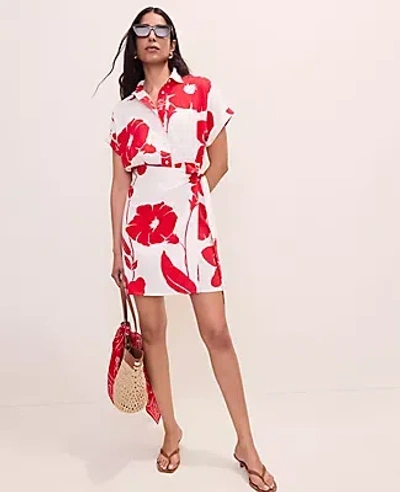 Ann Taylor Floral Collared Shift Dress In Multi