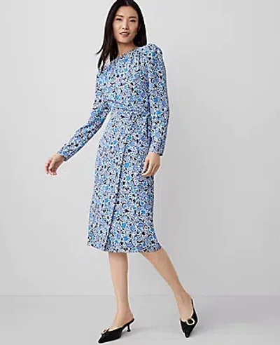 Ann Taylor Floral Column Midi Dress In Winter White